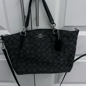 Coach Black and Gray Signature Shoulder Bag